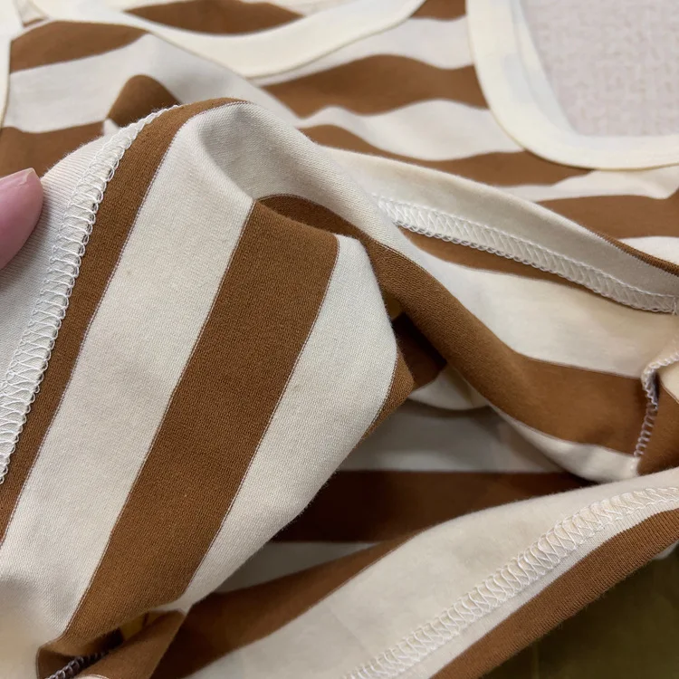 Baby Girl Clothes Suit 2024 Korean The New Children's Vest Set Fashion in The Small Children Striped Shorts 2-piece Set image 4