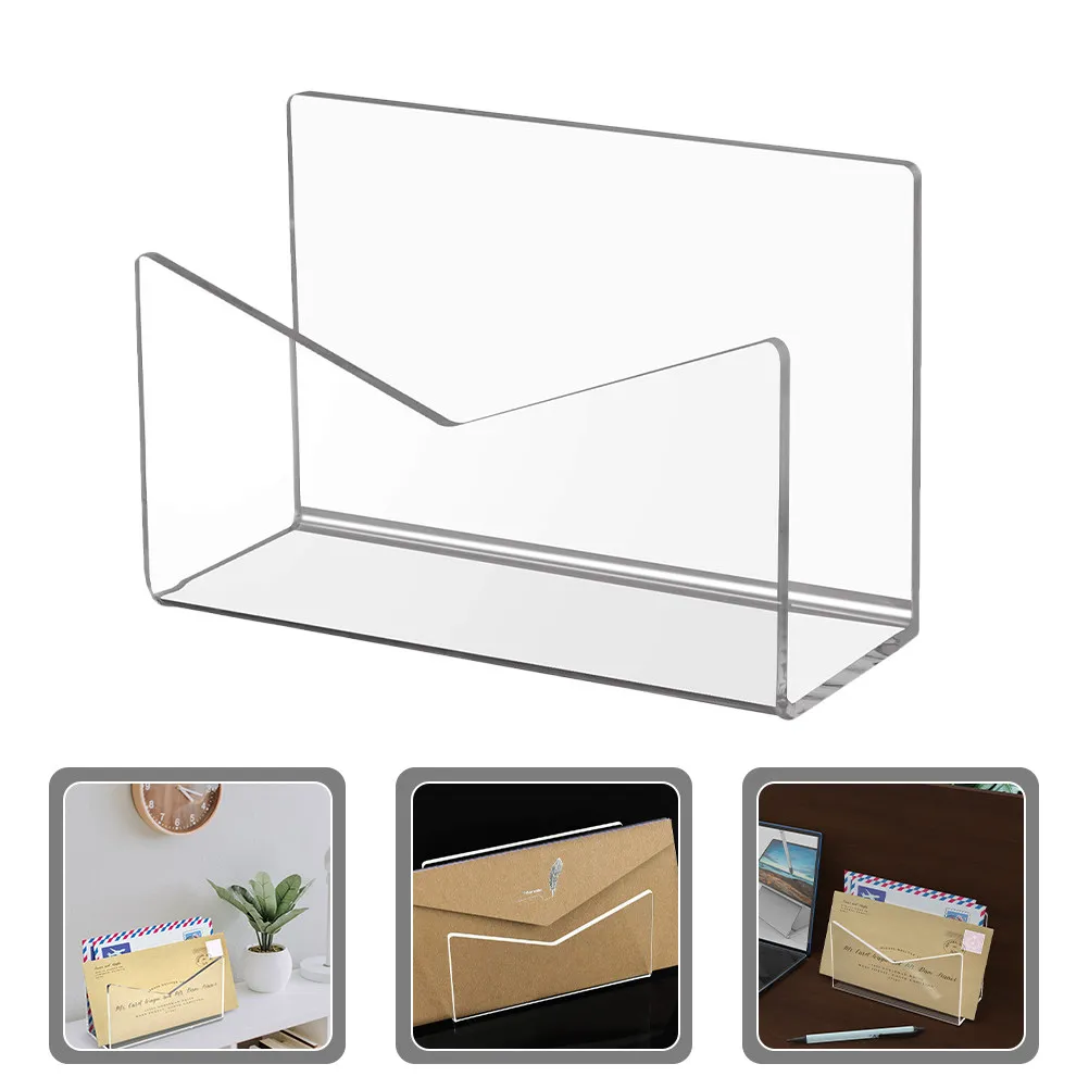 

Acrylic Mail Holder Desktop Organizer Clear Transparent Letter File Folder Rack for Office Home School Envelope Storage