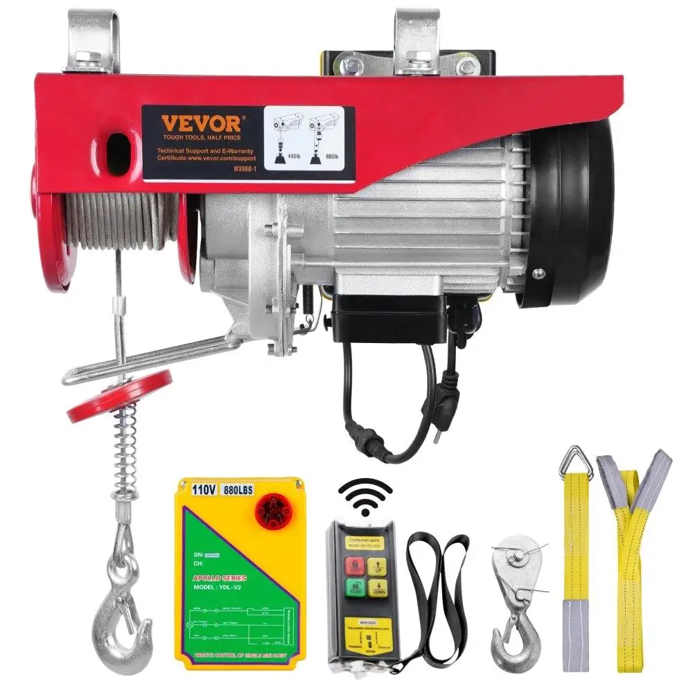 

Wireless 880lbs Electric Hoist 110V 40ft/20ft Lifting Pure Copper Motor Attic for garage Warehouse Factory