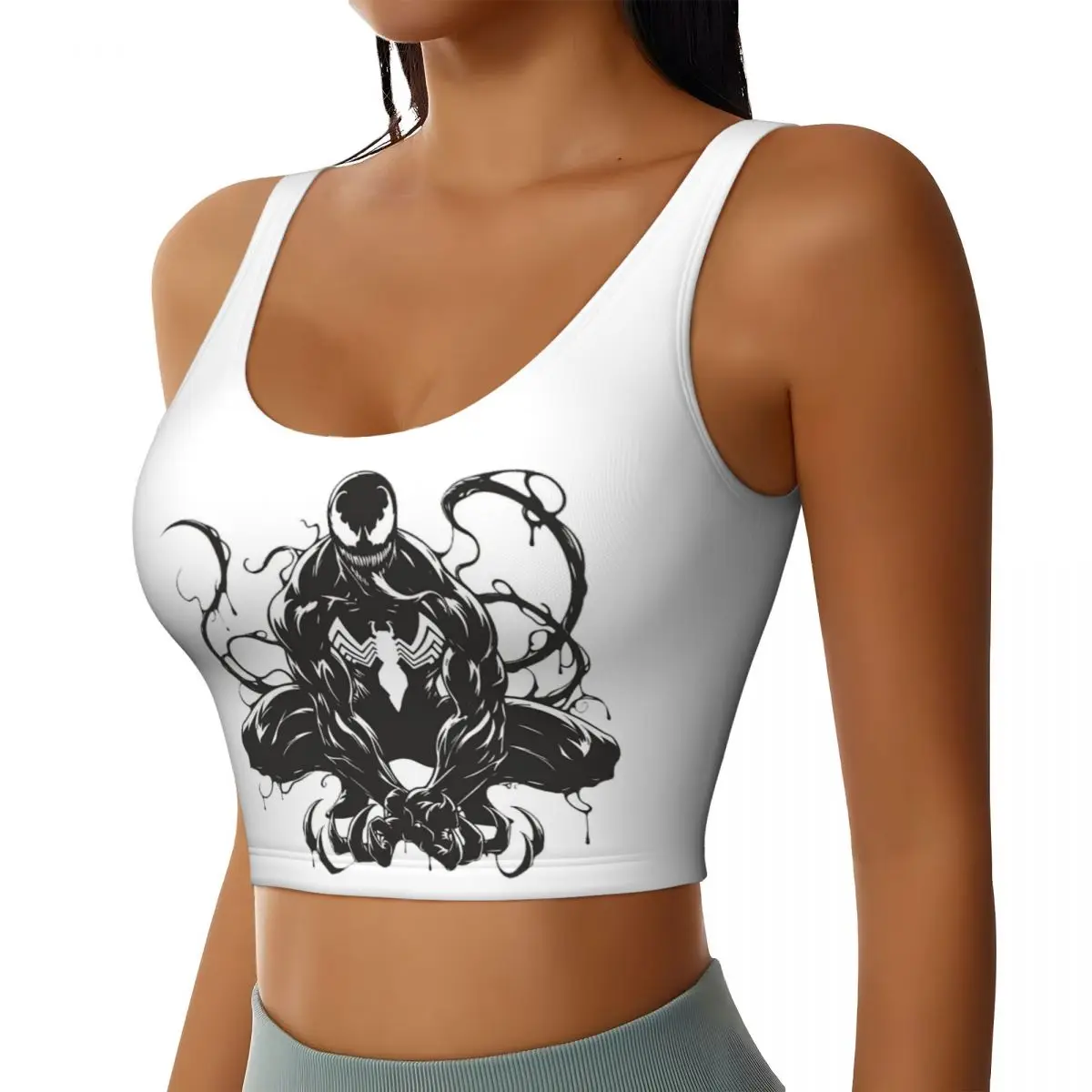 Custom Women Venom Silhouette Sports Bra High Impact Gym Workout Running Crop Tank Tops