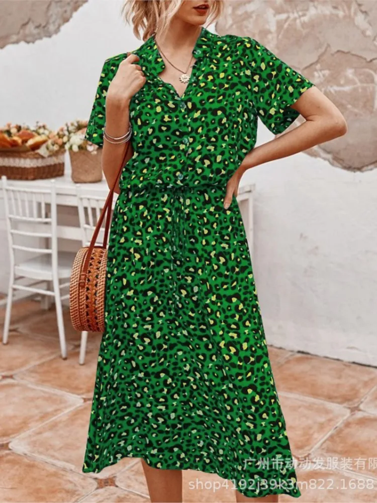 2025 موضة جديدة فستان صيفي المرأة البولكا نقطة البوهيمي طباعة فستان البوهيمي منتصف طول عالية الخصر شال عطلة فستان صيفي #2