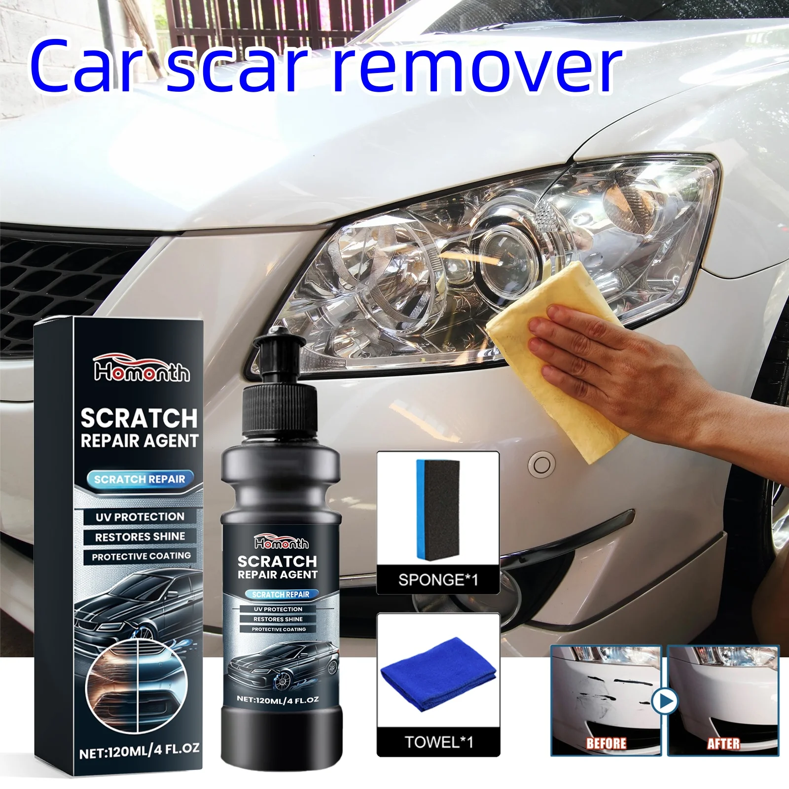 Scratch Repair Agent For CarScratch Remover Agent With Sponge And Cloth Scratch Repair Agent Car Scratch Restorer Repair