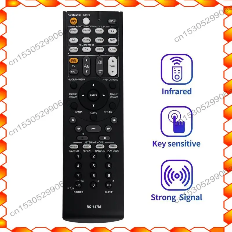 -AT52 1 peça substituir RC-737M controle remoto receptor AV controle remoto para Onkyo preto
