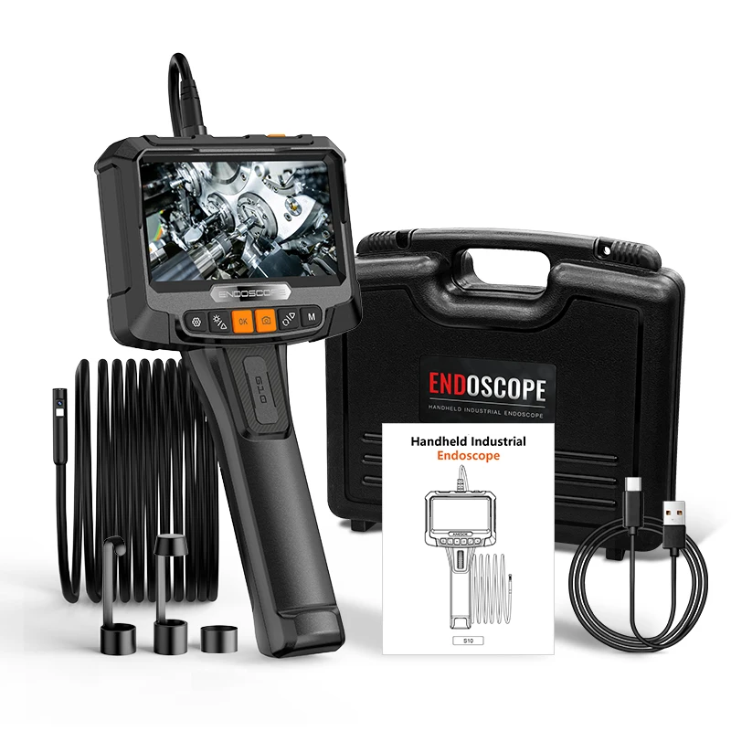 5 inch HD screen endoscope industrial camera with 8mm single lens 10m semi rigid cable