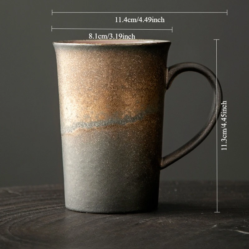 

Japanese-style Coarse Pottery Coffee Cup, Vintage Large-capacity Mug, Household and Office Niche Design Ceramic Water Cup