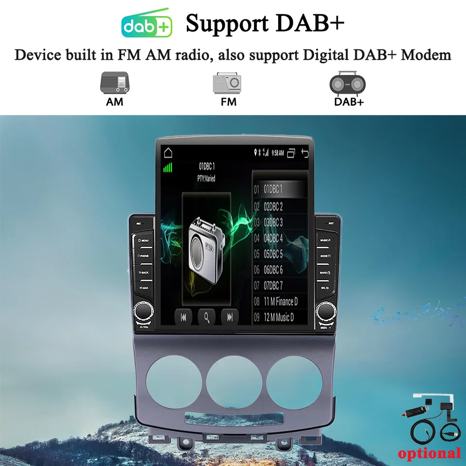 2Din Android 14.0 8G+128G Car Radio Audio Multimedia DVD Player GPS Navi Monitor For Mazda 5 2005 2007 2009 2010 4G Sim WiFi RDS