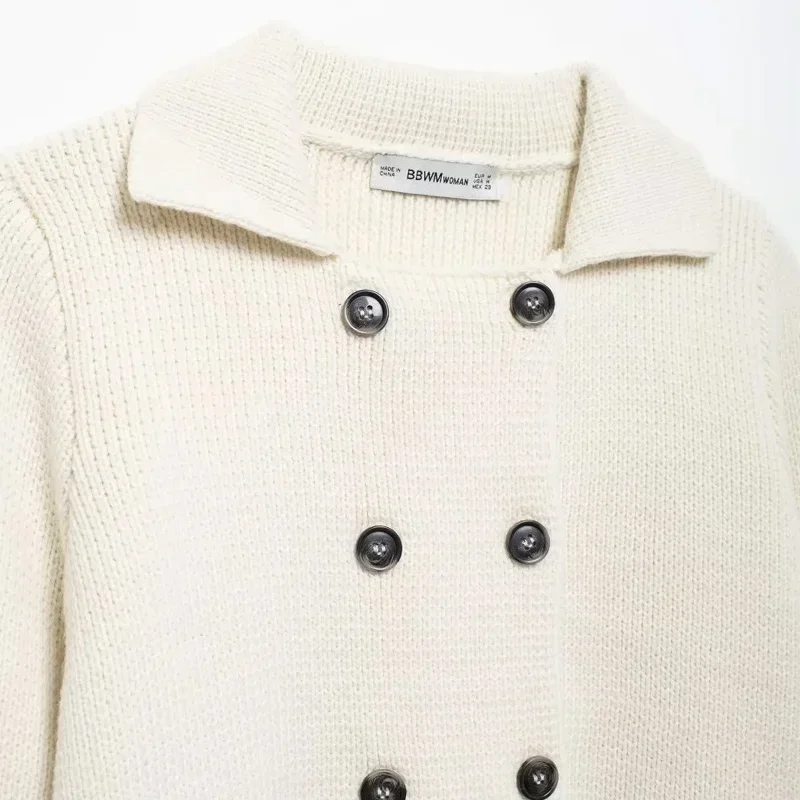 TRAF maglione da donna cardigan corto 2024 autunno elegante manica lunga Top cardigan lavorato a maglia capispalla da donna cappotto corto Casual