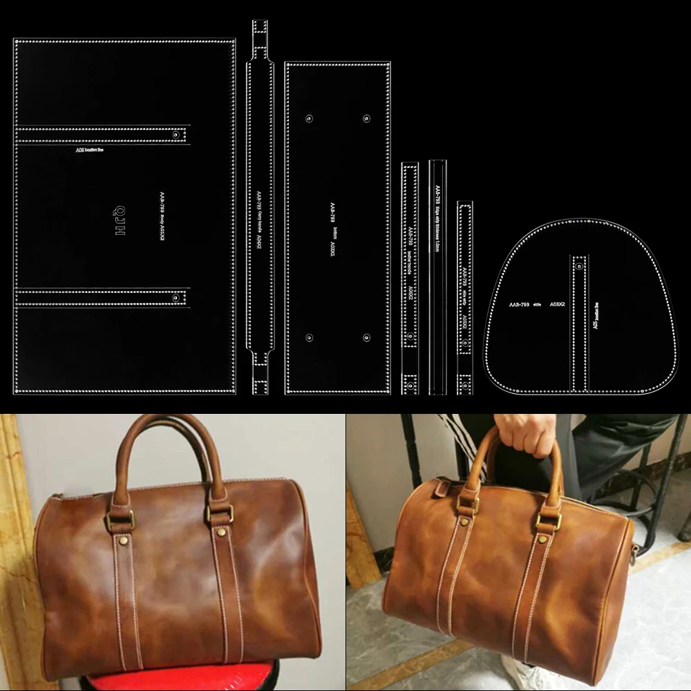 

1Set Large-Capacity Business Handbag, Men's Single-Shoulder Storage Bag - Acrylic Template (Reusable), DIY Leather Handicrafts