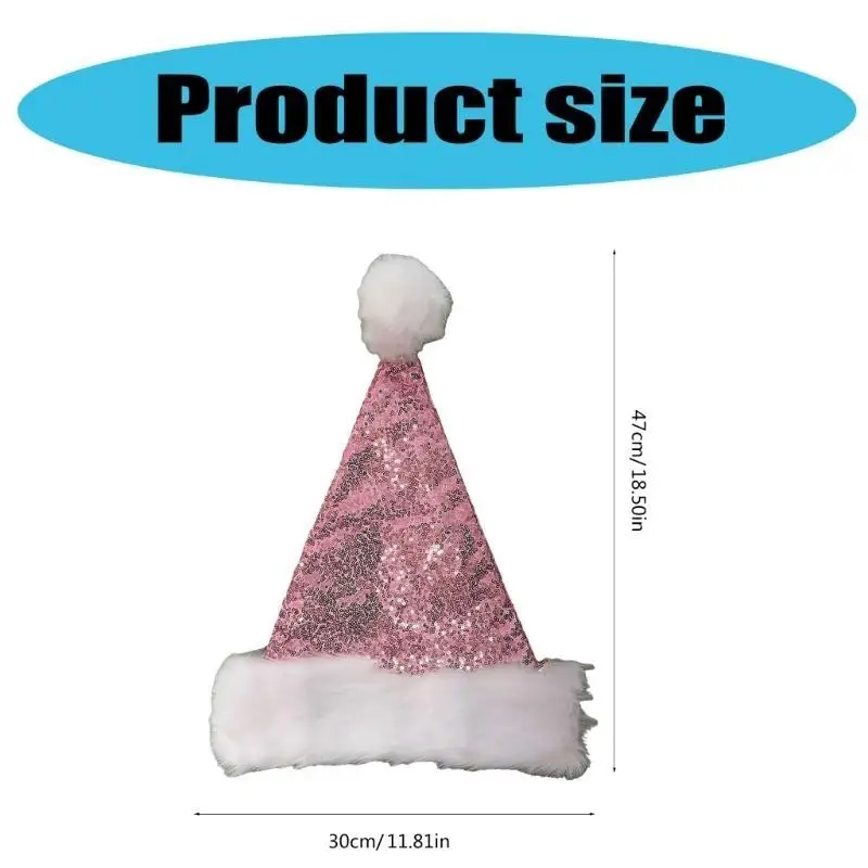 A52E Sombrero lentejuelas, sombrero decoración para fiesta Navidad, sombrero disfraz Papá Noel con lentejuelas y
