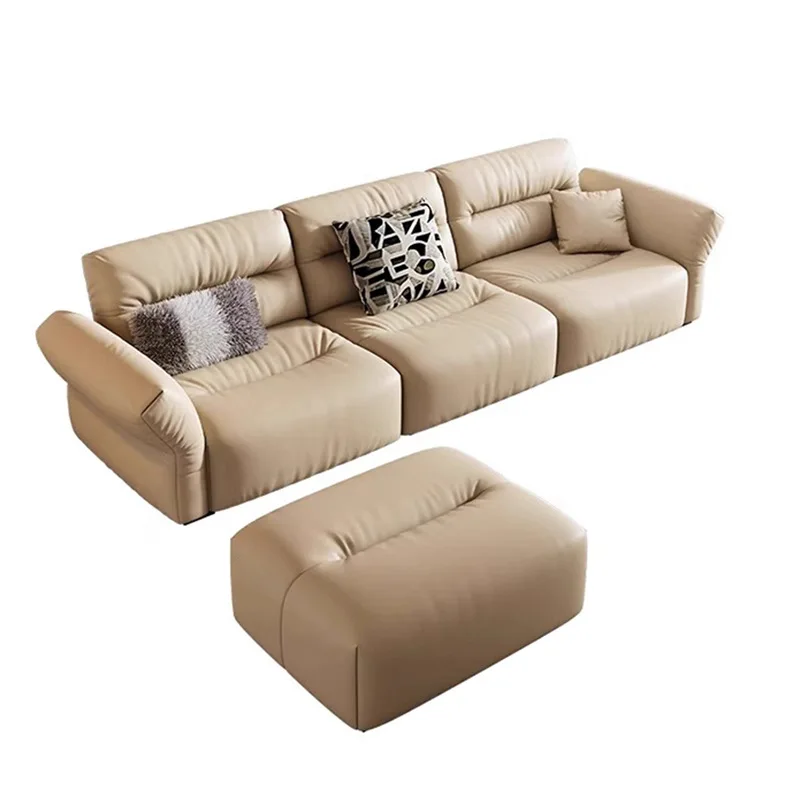 Sofa concubine corner leather art sofa Italian minimalist first layer cowhide sofa leather advanced sense