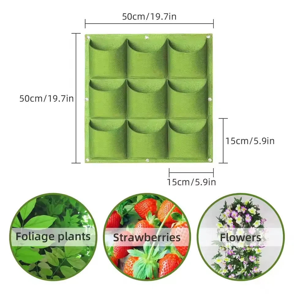 9/18 Pocket Felt Vertical Wall Hanging Planter Bag Home Garden Grow Bag Garden Planter Vertical Suculentas Plant Pot Home Decor