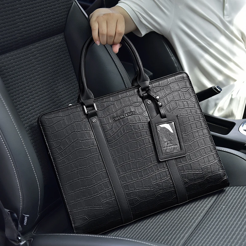 Valigette da uomo in PVC di grande capacità per avvocati esecutivi Business Portafoglio per documenti per laptop da 15,6 pollici Borsa a tracolla per ufficio A4