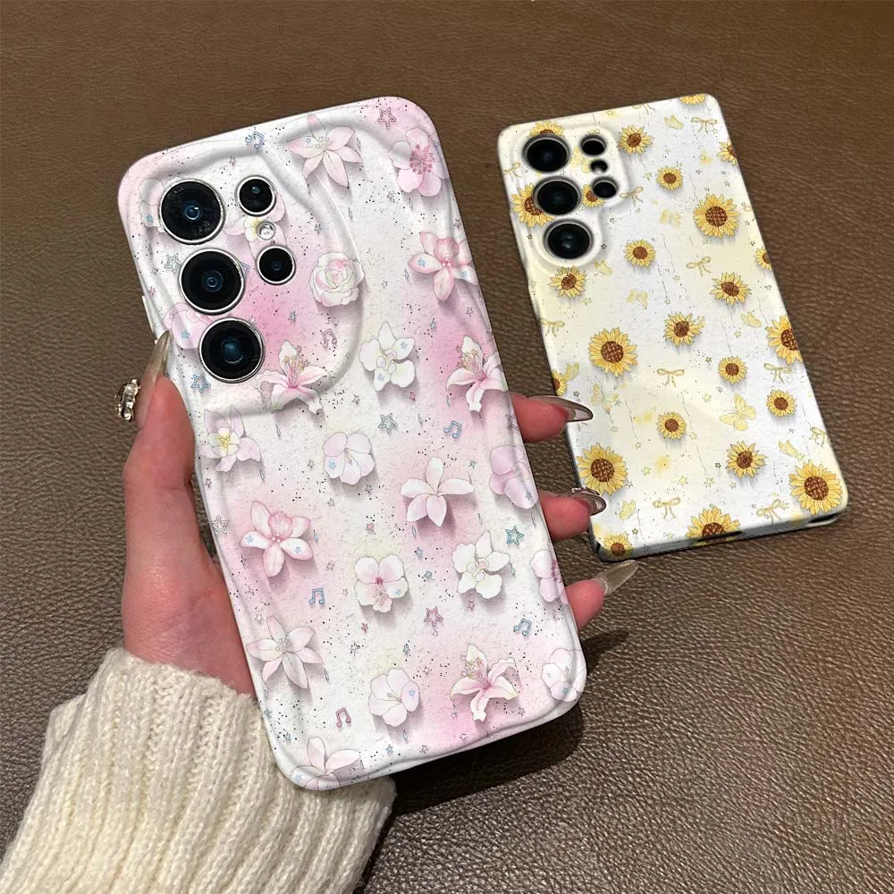 Luxurious floral patterns For Samsung Galaxy S26 S25 S24 S23 S22 S21 Plus Ultra FE Lite 5G Feilin Wave Oil Shell Phone Case