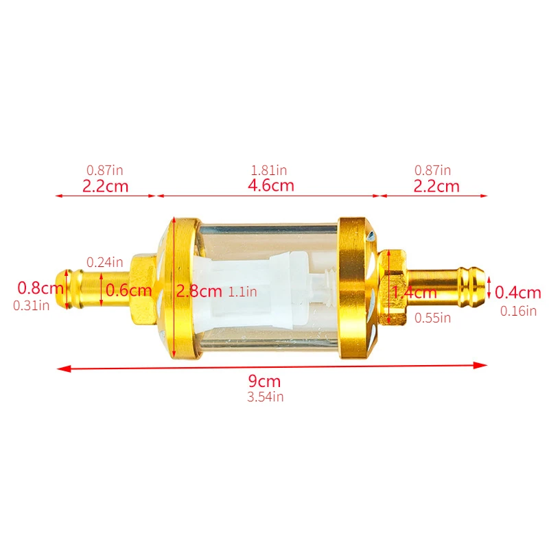 Motorcycle Oil Filter CNC Aluminum Alloy Motorcycle Modification Gasoline Filter Motorcycle Fuel Transparent Filter