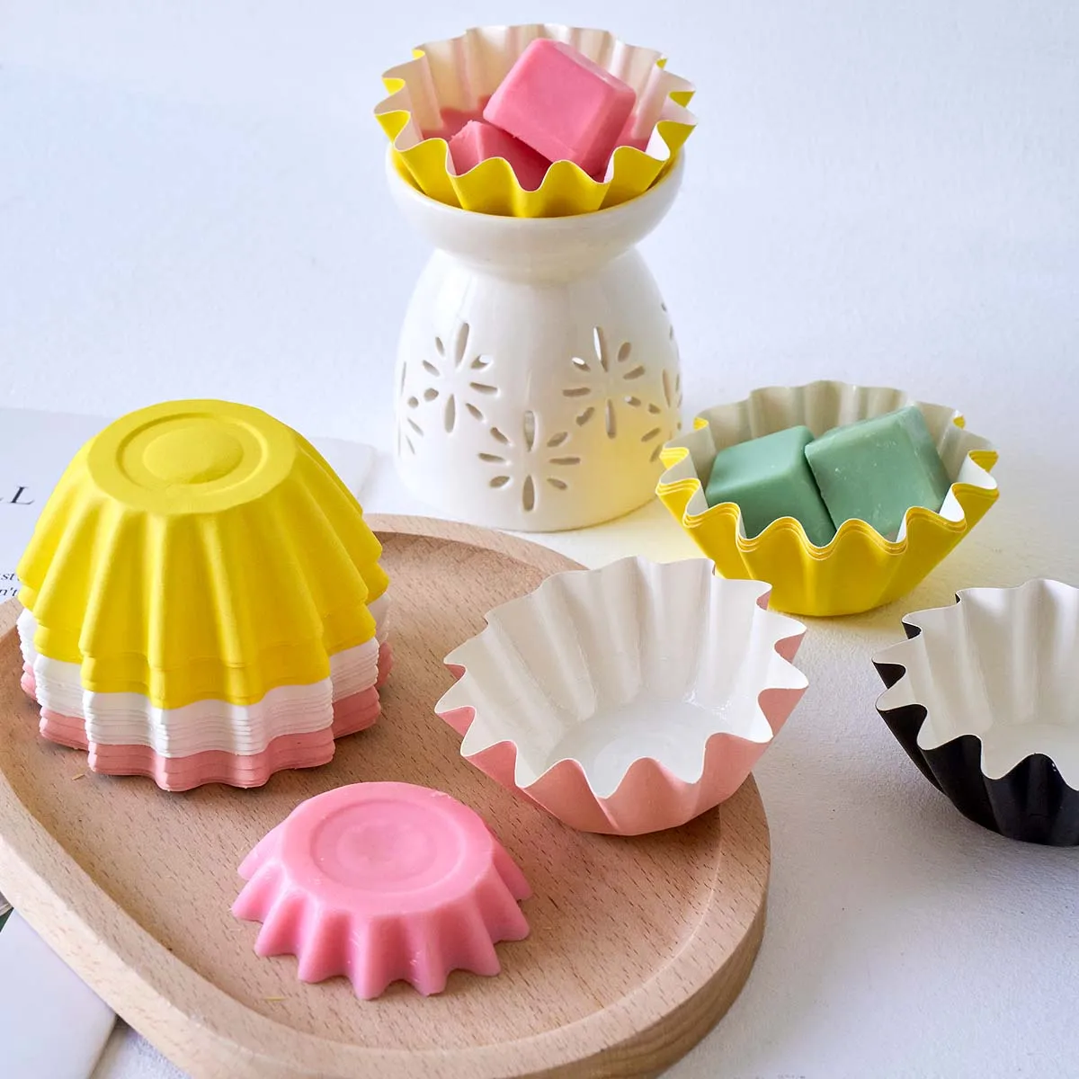 10pcs Wax Melt Liners Reusable Non Stick Wax Warmer Cup DIY Cupcake Tart Molds Baking Tools Scented Candles Melting Craft Tools