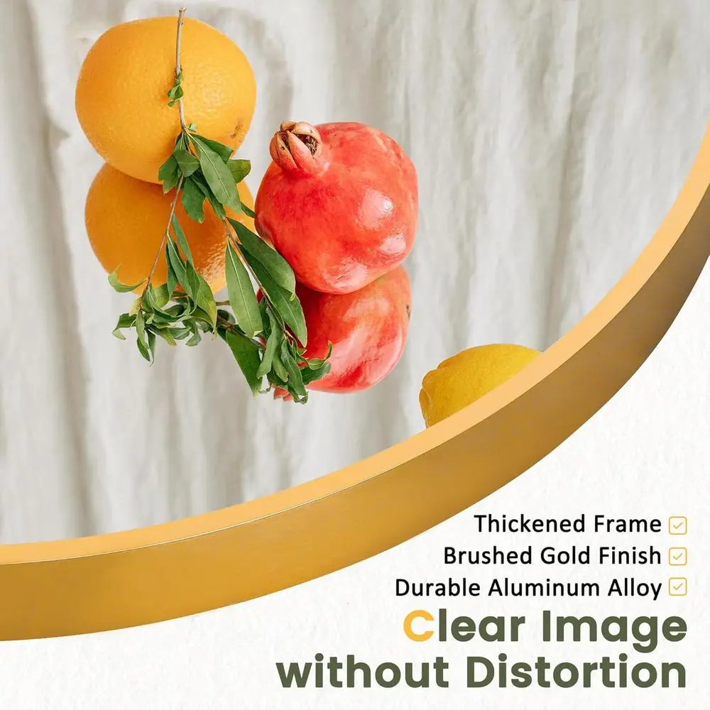 Gewölbter Ganzkörperspiegel aus goldenem Aluminium mit Ständer, freistehend oder an der Wand montierbar