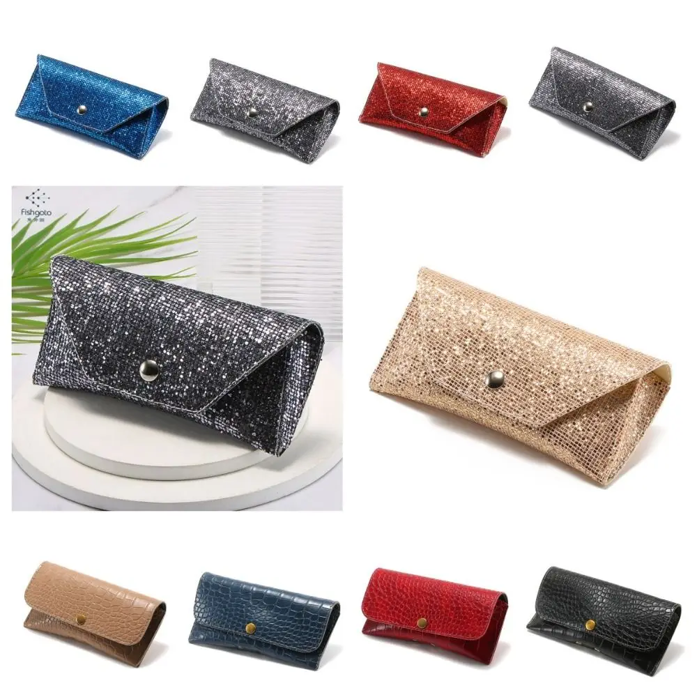 Bling Sequin PU Leather Glasses Bag Korean Style Waterproof Sunglasses Organize Eyewear Protector Case Glasses Storage Bag