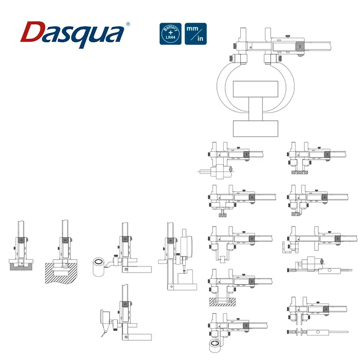 2025 Dasqua Stainless Steel Multifunction Universal Changeable 0-150mm Digital Vernier Caliper Measuring Tool