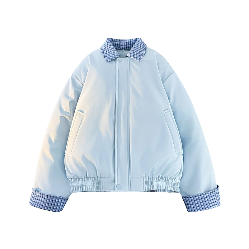 

Autumn and Winter Color-Blocked Lapel Jacket, Unisex Multi-Color Loose-Fitting College Style Coat, Plaid and Striped Patchwork, Age-Reducing and Slimming, Warm and Comfortable for Autumn and Winter, Fashionable and Versatile for Commuting and Street Style