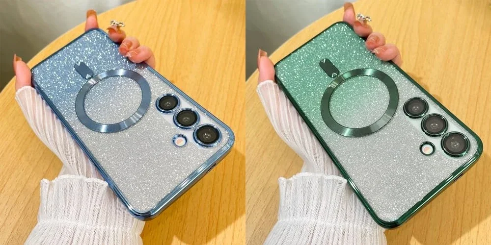 Glitzer-Hülle für Samsung Galaxy S26 S24 FE S25 Ultra S23 S22 S20 S21 Plus A17 A36 A16 Kabelloses Laden Magnetische TPU Softcover – Detail 10
