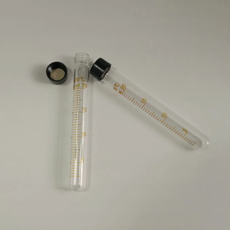 Tubes à essai en verre gradués à vis, bouchons à vis avec doublures en caoutchouc de silicone, tube à centrifuger, autoclavable, 20ml, 10 pièces par lot