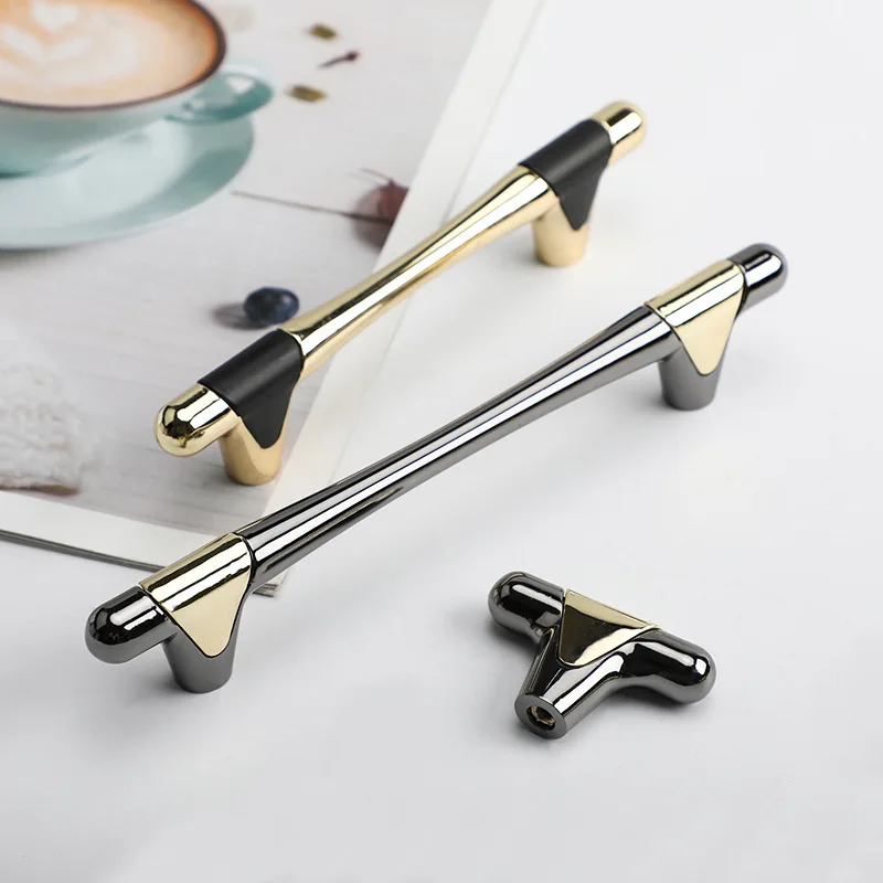 Einfacher Schuhschrank-Türgriff, Badezimmerschrank, Schwarzgold, ganz in Schwarz, nordische Schublade, Kleiderschrank, Kommode, Griff im europäischen Stil