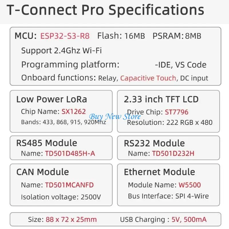 

20CE T-ConnectPro Cutting Edges LoRas Module SX1262 with TFTs LCD for Projects