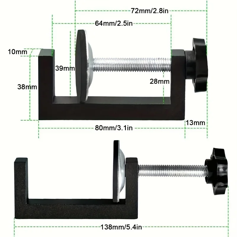 4Pcs Adjustable Screw Table Clamp, 10‑57mm Clamping Range Universal Small Desk Clamp for Bedroom Kitchen Bathroom Shelf Hardware