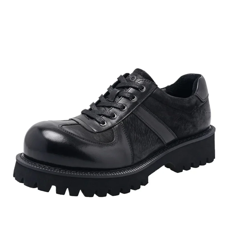 

Retro Thick Platform Derby Shoes for Men's Fashion Increasing Shoes High-end Comfortable Breathable Genuine Leather Casual Shoes