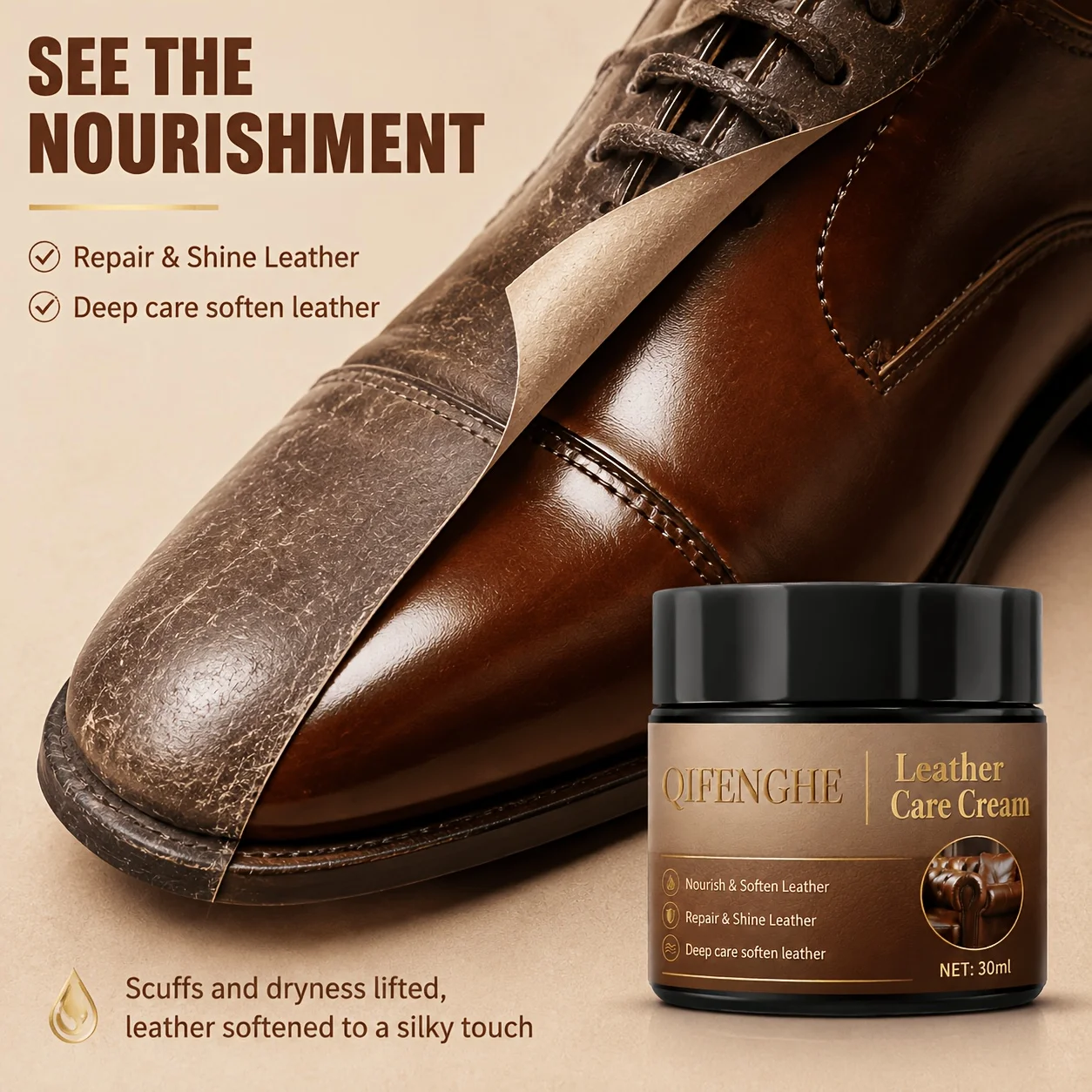 Leather Care Cream, Nourish, Soften & Shine Leather Shoes, Furniture & Accessories