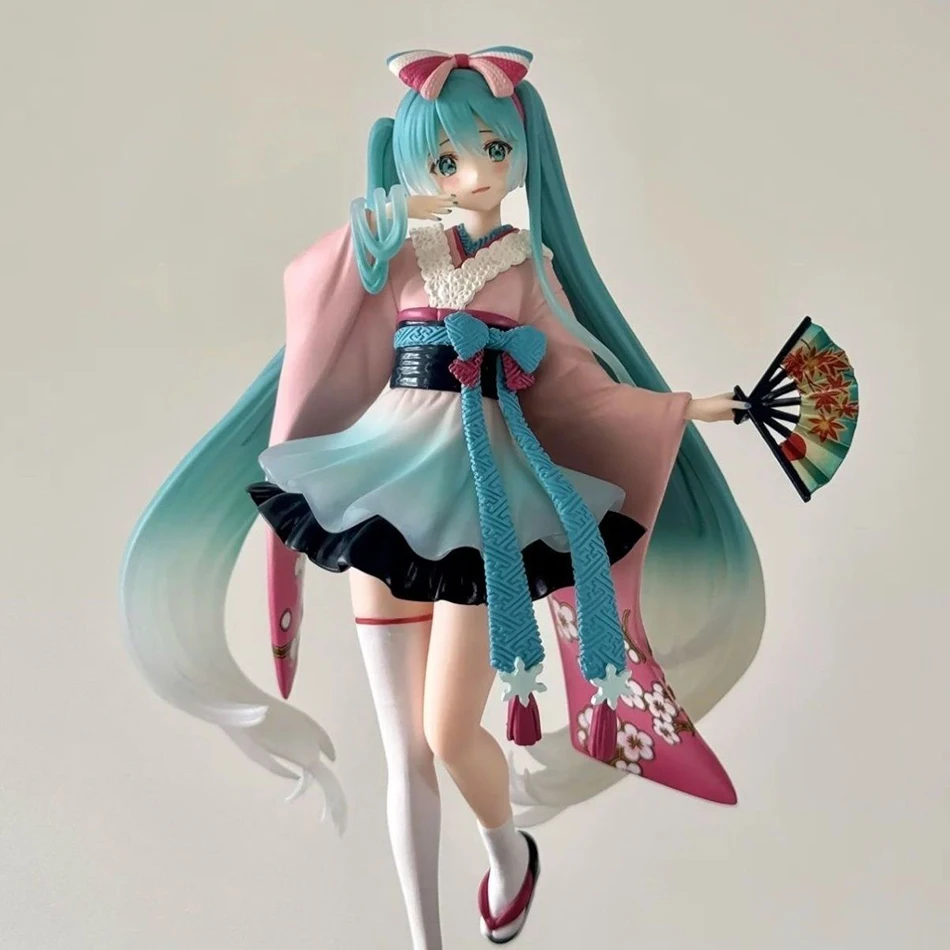 20cm Exquisite Hatsune Miku Kimono Anime Figure Cherry PVC Model Toys Kawaii Girl Figurine Collectible Doll Room Ornaments Gifts view 3