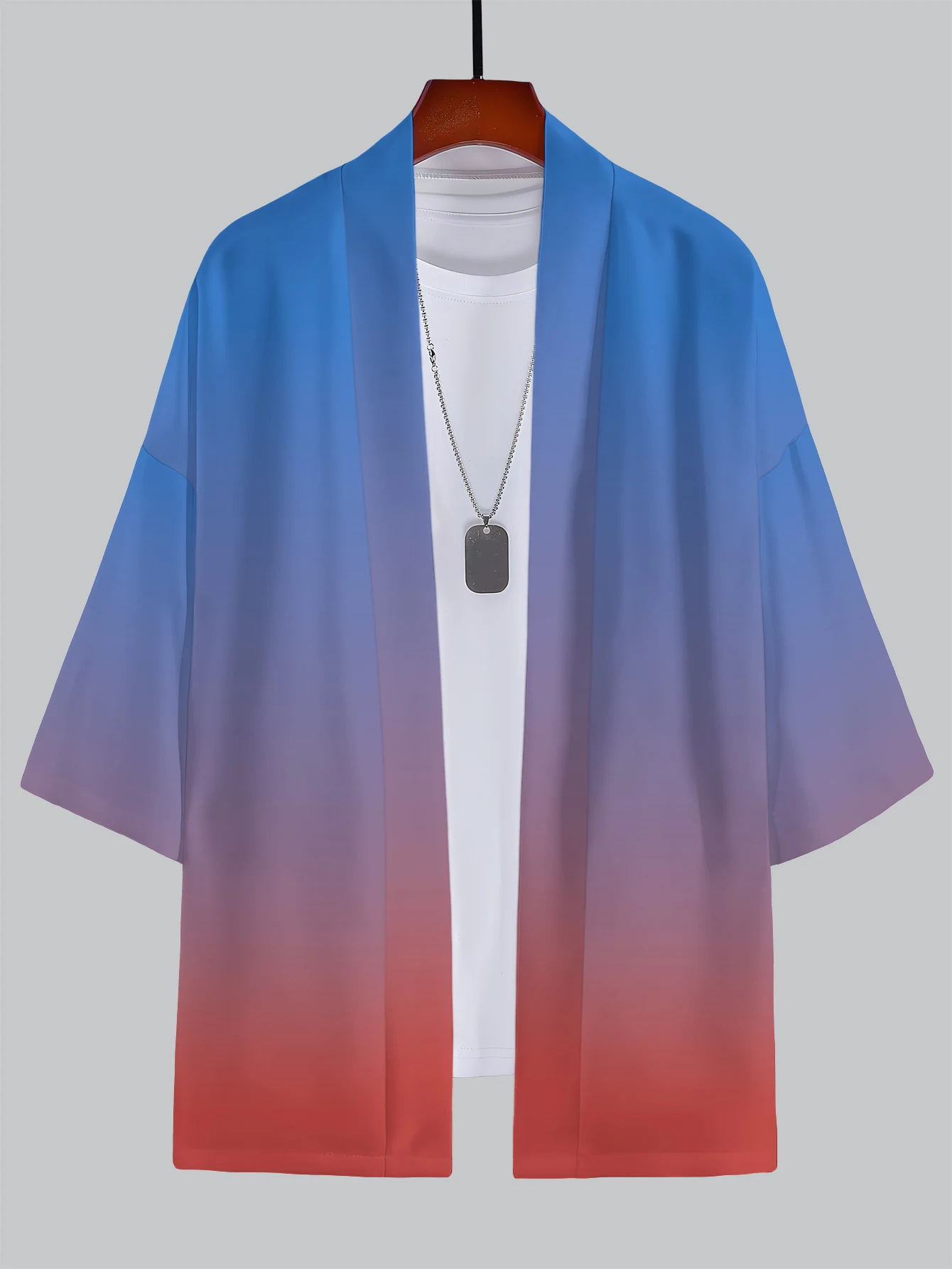 Men's Summer 3D Casual Kimono Set - Gradient Color & Japanese Art Styles