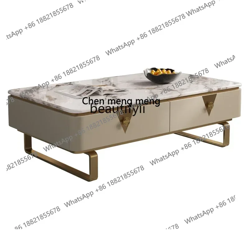 

X Light luxury coffee table TV cabinet Modern living room furniture Italian high-end square marble simple