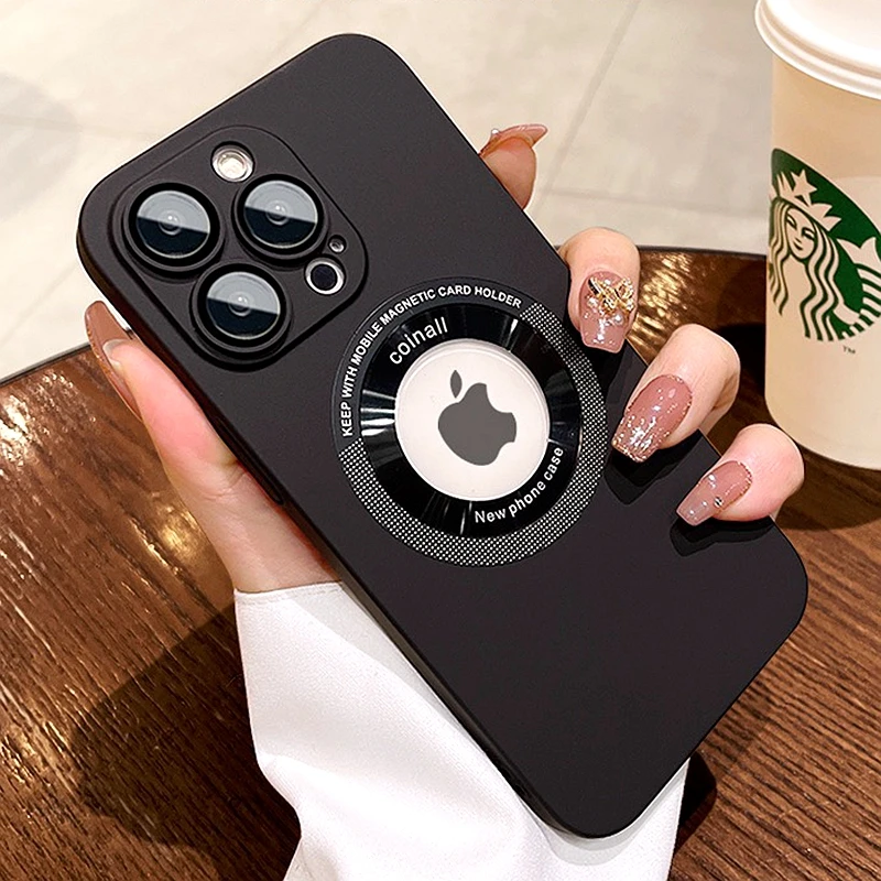 iPhone 15 14 13 12 11 Pro Max Plus 마그네틱 범퍼 매트 하드 PC 충격 방지 커버 용 고급 Magsafe 무선 충전 전화 케이스
