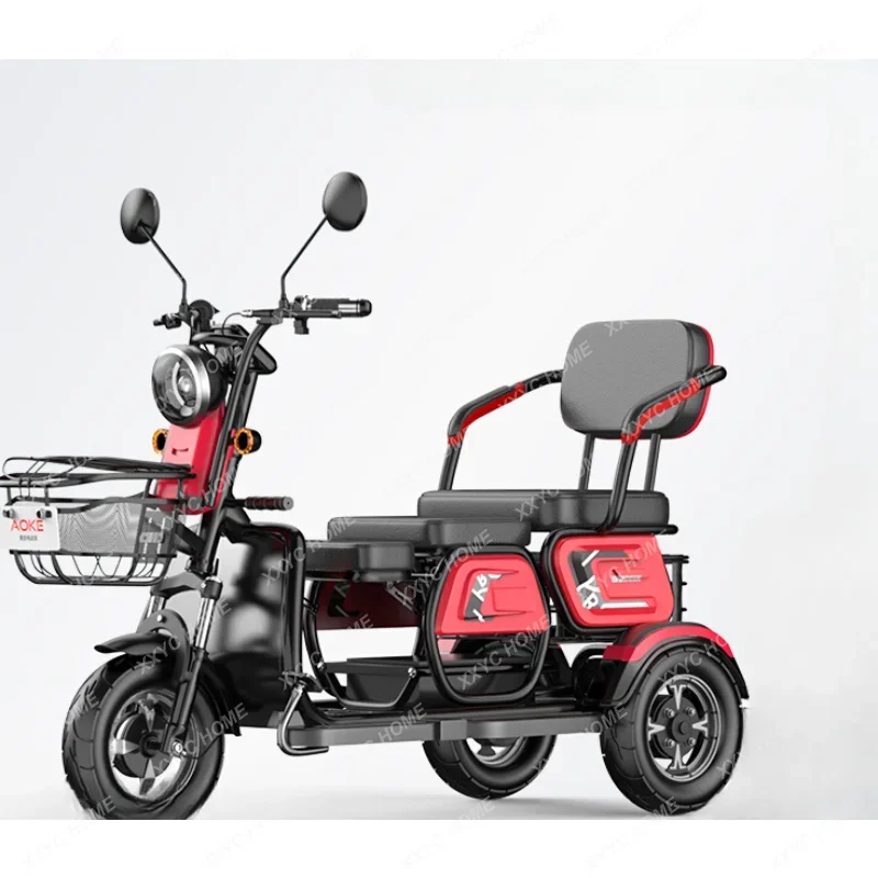 Electric Tricycle Household Small Parent-Child Lithium Battery Electric Car Women Pick up Children Battery Car Elderly Scooter