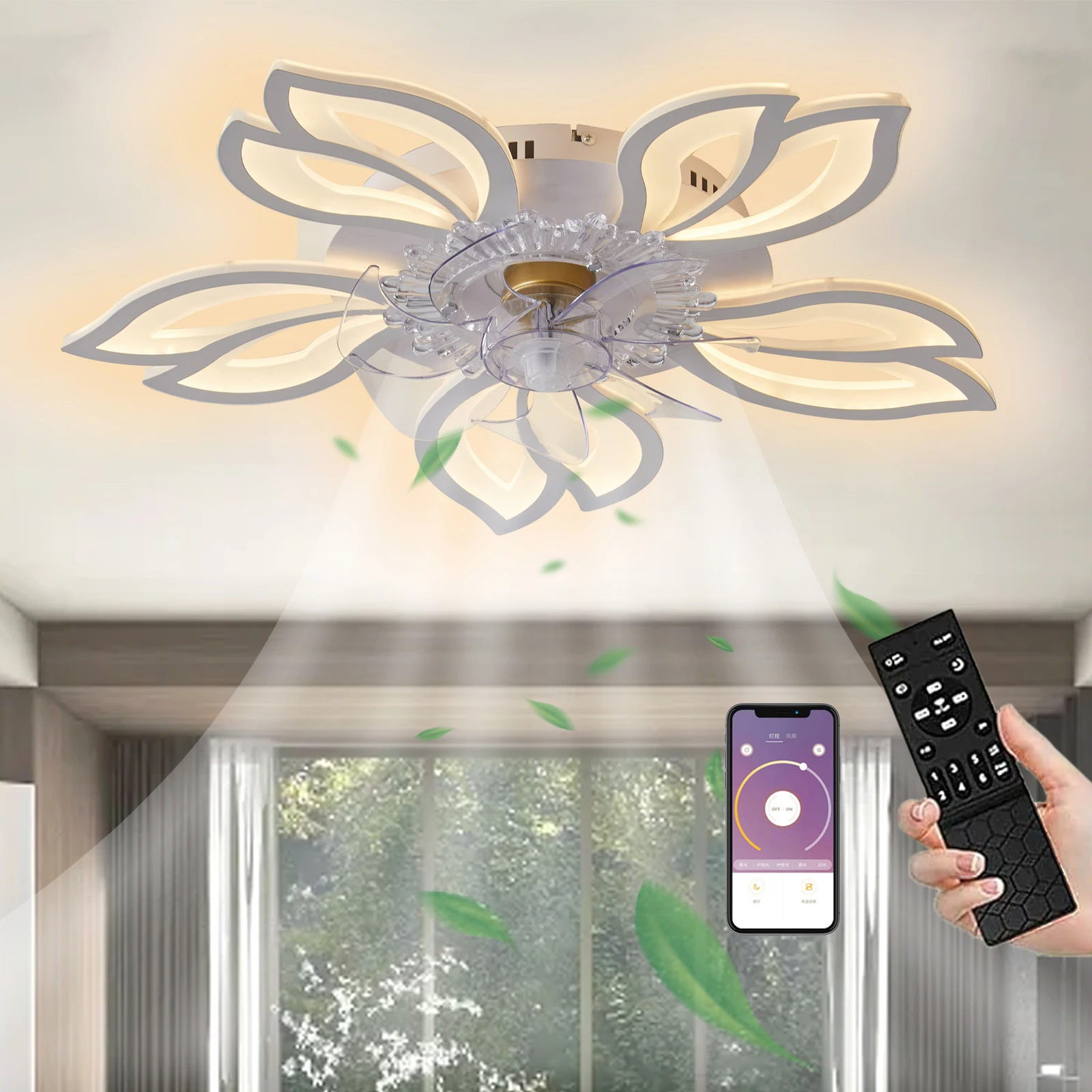 LED Deckenventilator Mit Beleuchtung,60W Dimmbar Deckenleuchte Mit Ventilator Mit Fernbedienung Für Schlafzimmer Wohnzimmer