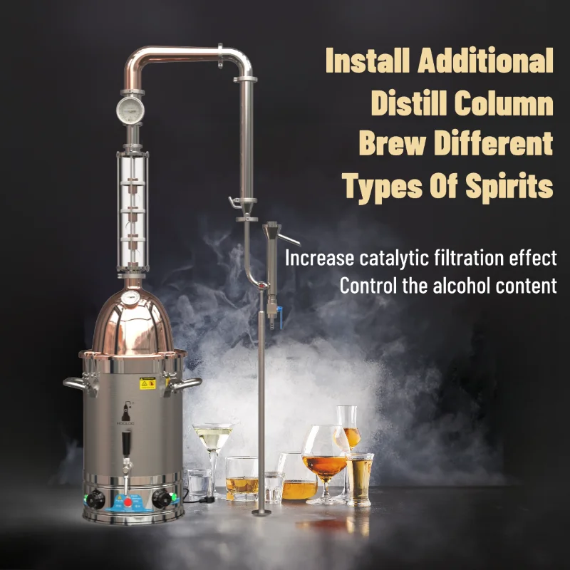 HOOLOO RT30 Home Distiller Brandy Whiskey Electric Heating Distiller Copper Lynn Arm Alcohol Brewing DIY Moonshine Distiller