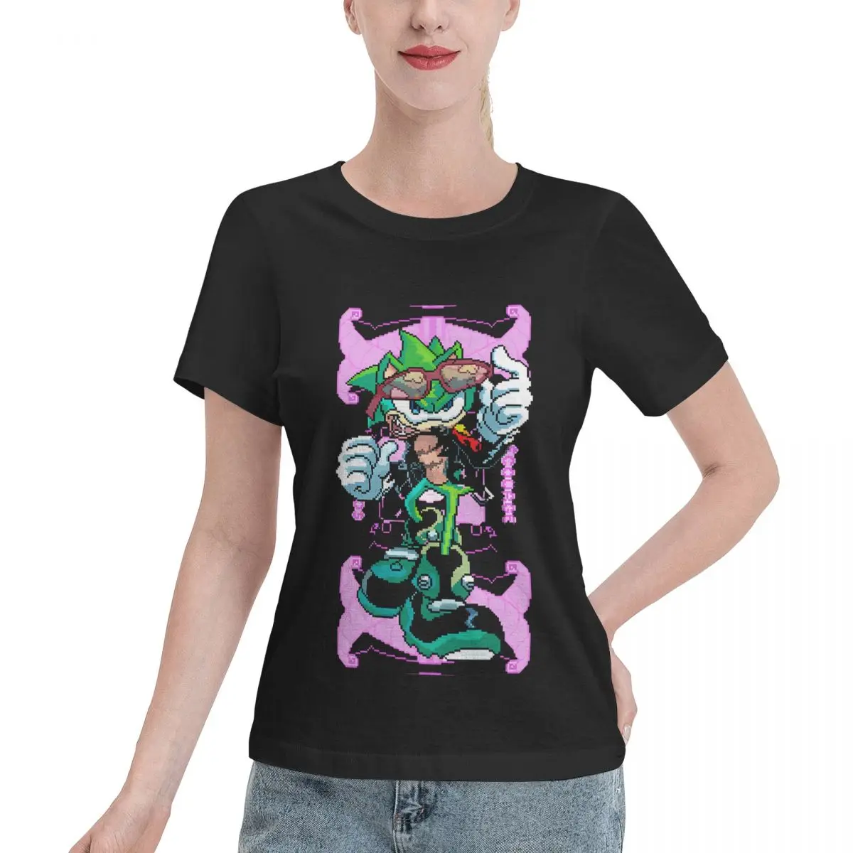 No Fade Scourge The Hedgehog Design Women's T-shirt Autumn Outfit Short Sleeve Casual Top