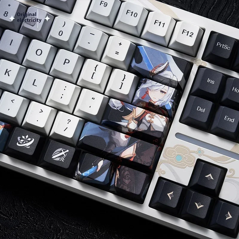 Genshin تأثير لوحة المفاتيح Shenhe 100 مفاتيح قابلة للتبديل السريع لتقوم بها بنفسك التبديل RGB 8000mAh BT 2.4G لوحة مفاتيح الألعاب اللاسلكية حسب الطلب