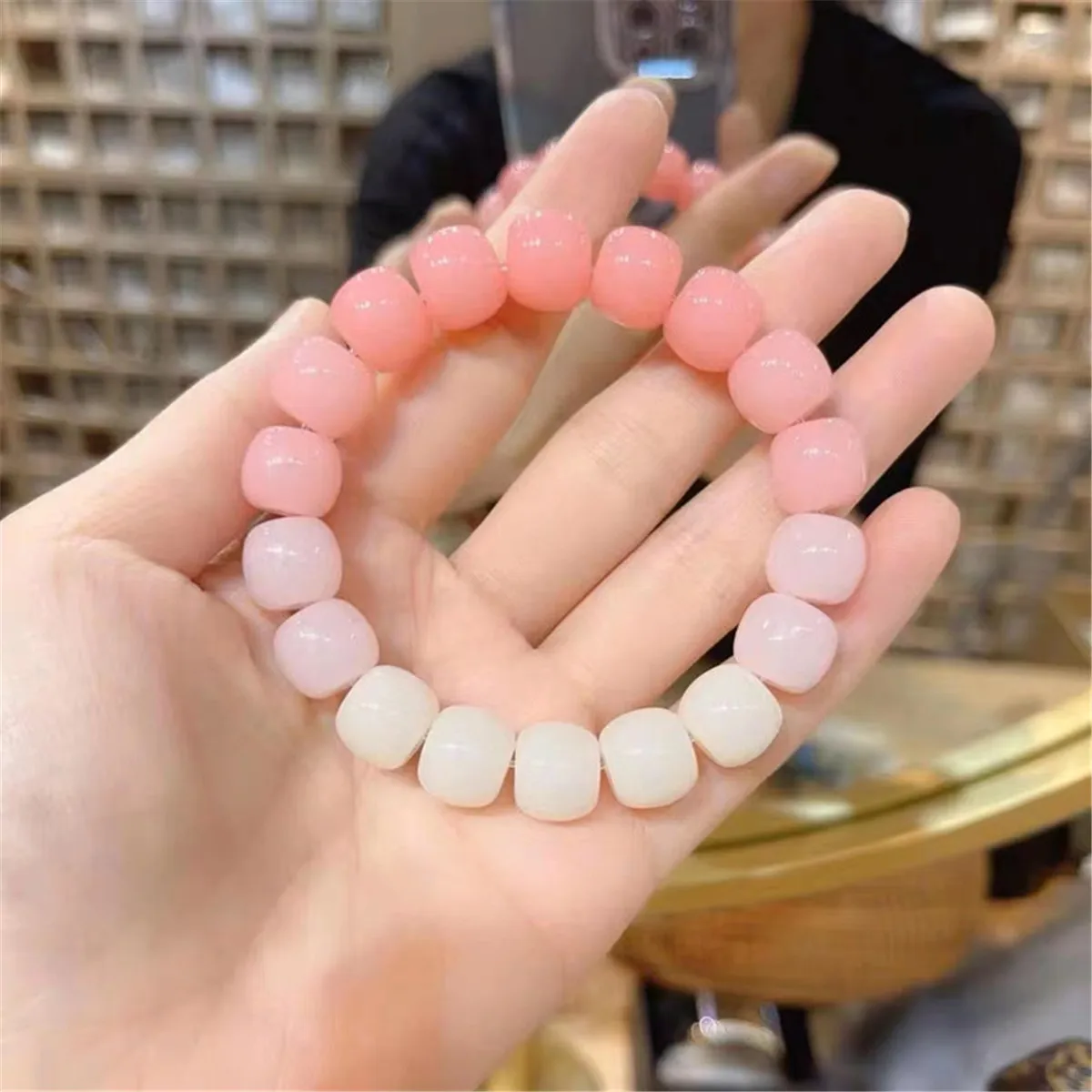 b92 Harajuku Sweet Gradient Purple Jade Bodhi Seed Exquisite Cute Bodhi Hand String Beads Unisex Bracelets Women Present Gifts