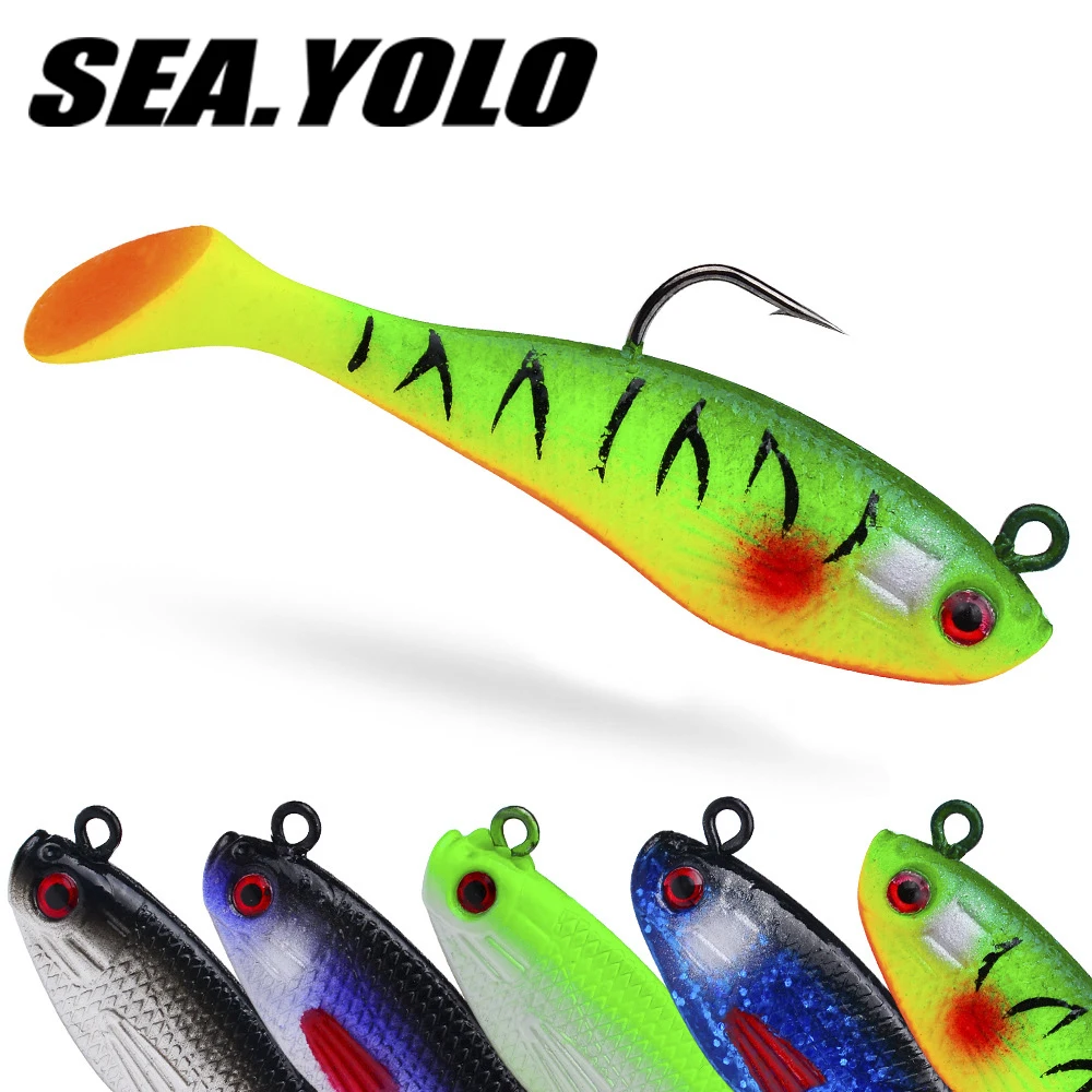 

Sea. Yolo 7.5cm 9.5g Lead Fish T-tail Soft Lure Baits Perch Trout Fishing Lure Artificial Biomimetic Bait Fishing Tool