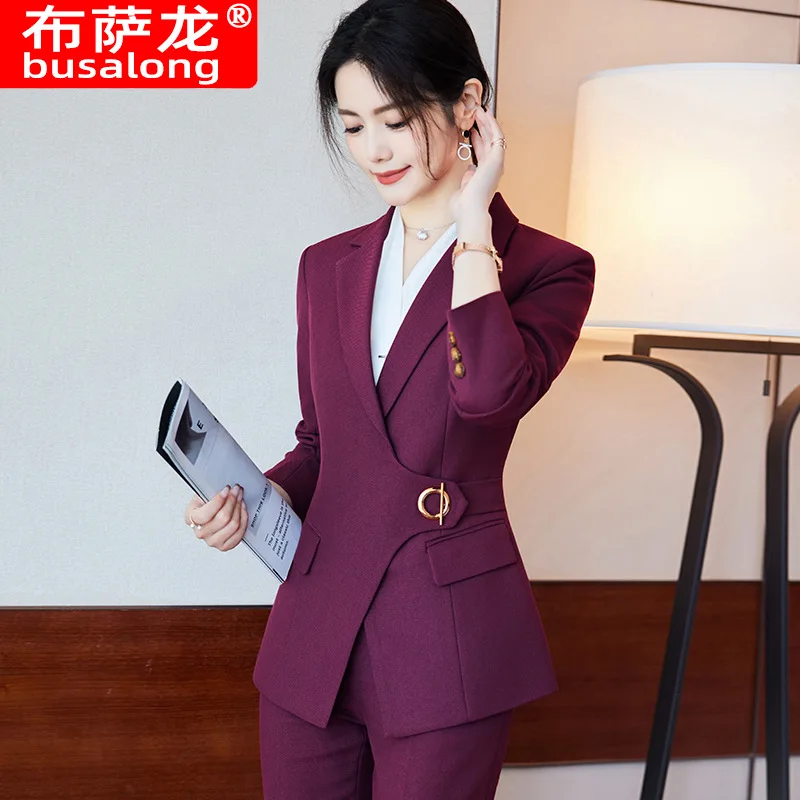 Suit Women\'s Business Wear Temperament Goddess Style Tailored Suit Formal Clothes Hotel Receptionist Uniform Beauty Salon Workwe