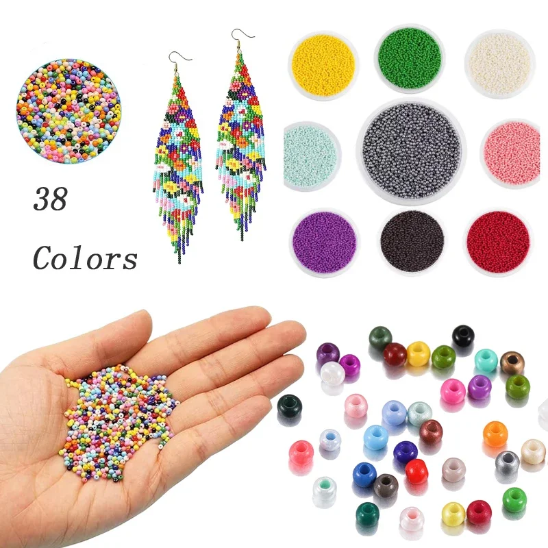 1800Pcs/Pack 2mm Charm Glass beads Czech Glass Seed Beads Mini Round Loose Bead DIY Accessories For Bracelet Necklace Jewelry