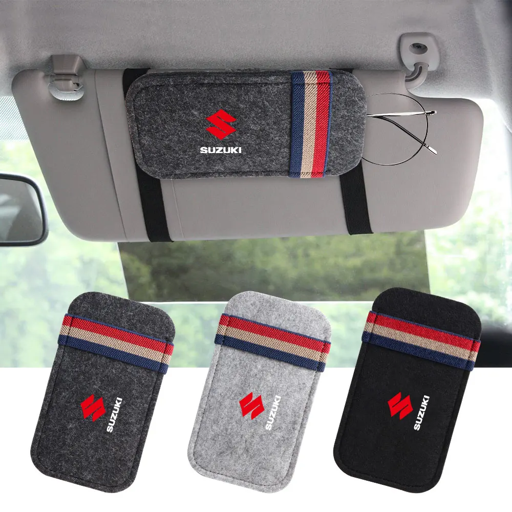 Estuche de cuero con Clip para gafas de coche, caja organizadora para gafas de sol con visera para Suzuki Swift Jimny Samurai Baleno Grand Vitara Ignis Alto