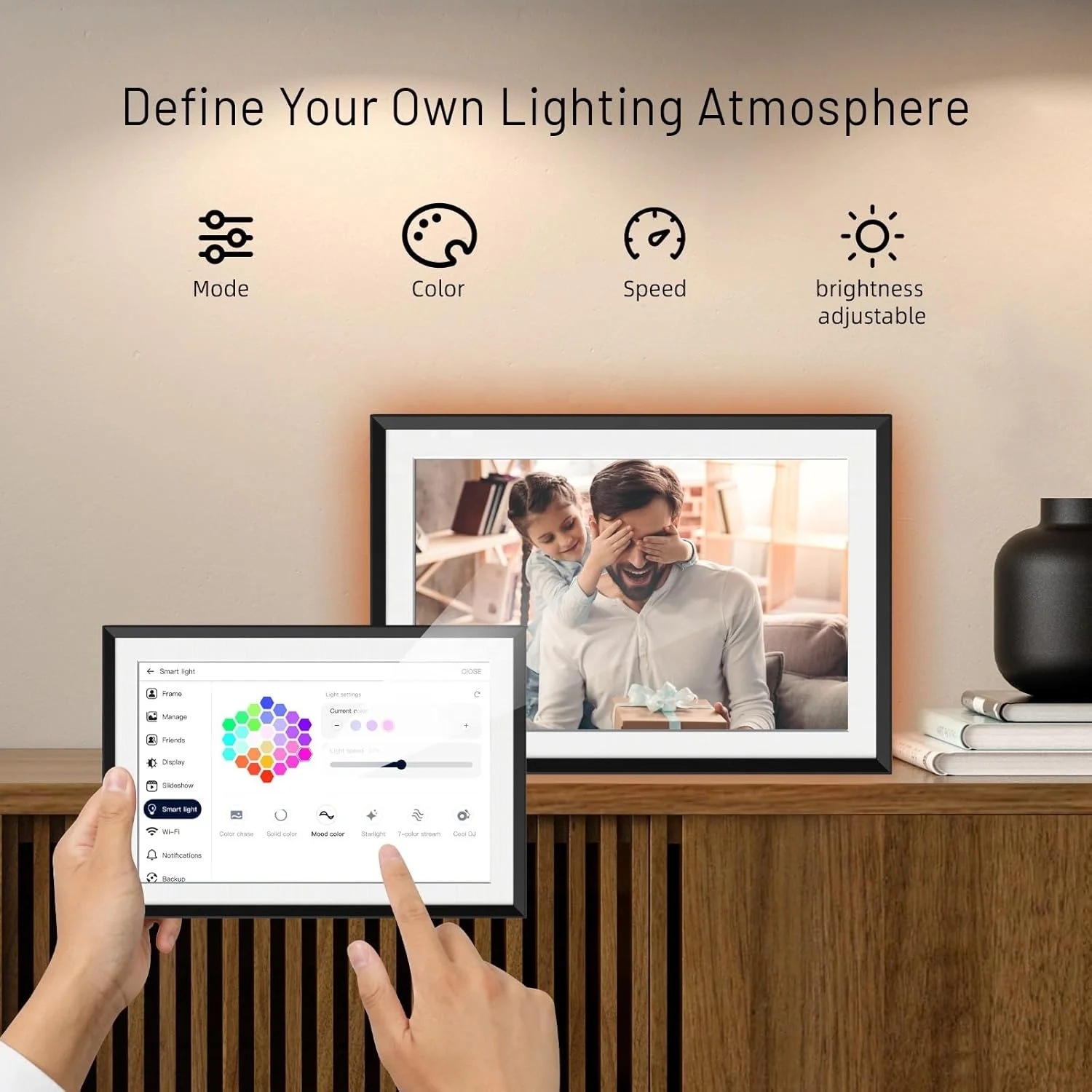 2026 10.1 Inch Smart Digital Picture Frame With LED Light Share Photos & Videos Via AIMOR App