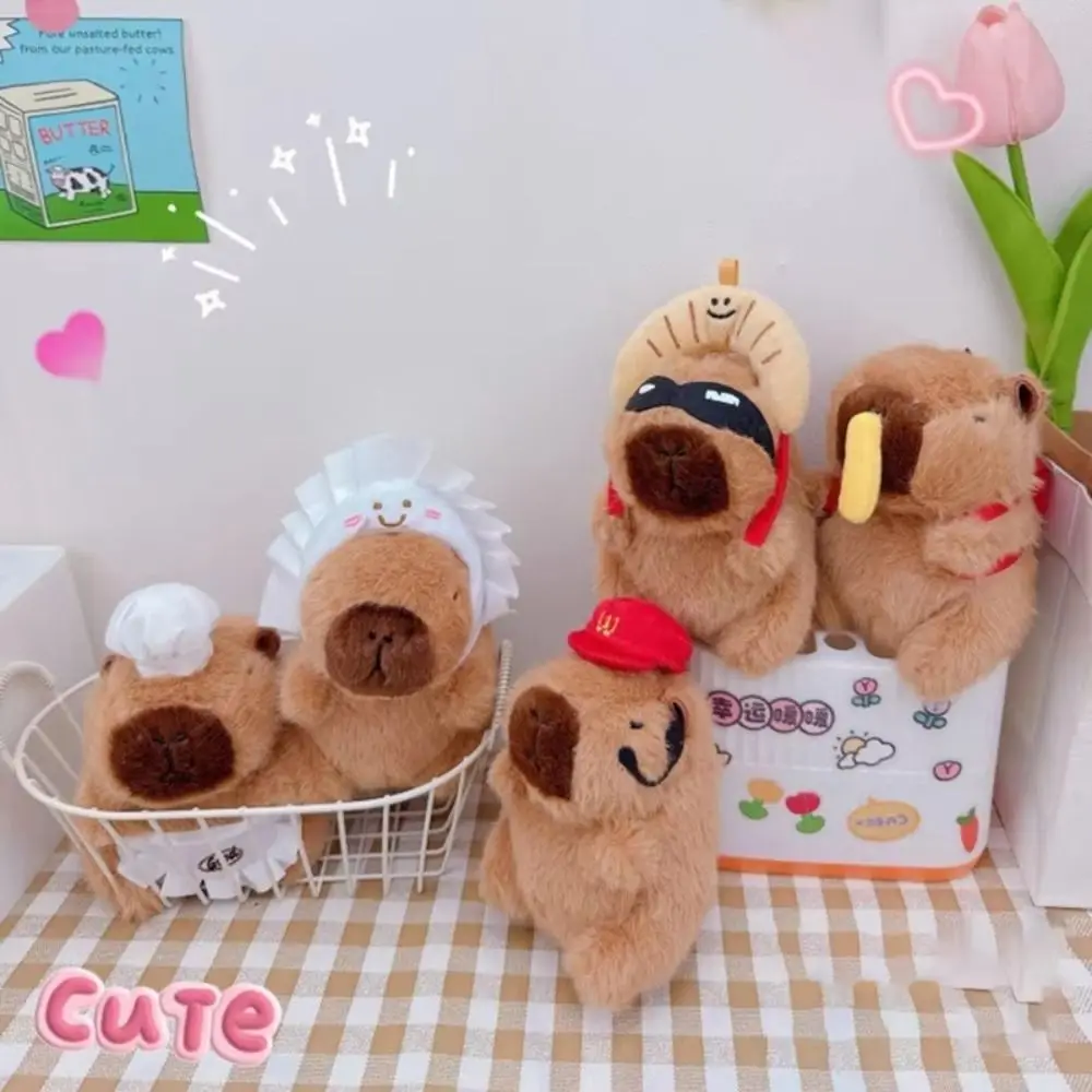 Porte-clés en peluche Capybara pour cuisine, dessin animé, beurre farci, simulation, conflicornement, porte-clés, sac à dos, pendentif