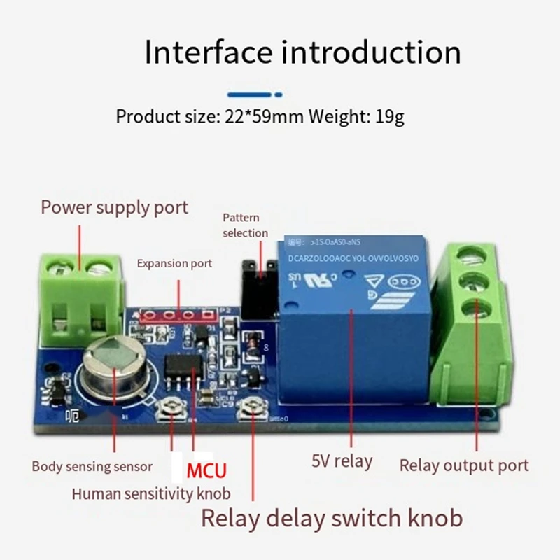 Relay Module Human Body Infrared Sensing Single Module Delay Time Adjustable Dual Mode Multifunction Module