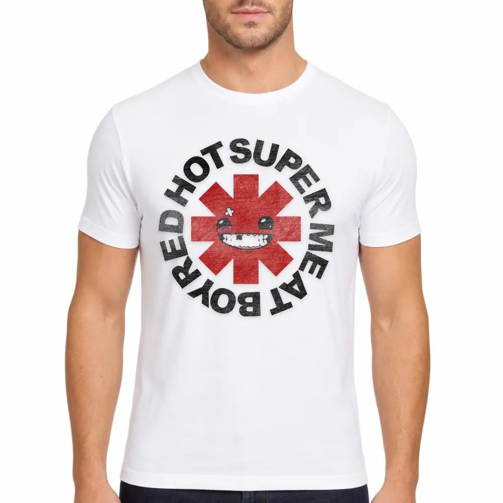 Men Summer Tee Red Hot Pixel Meat Hero Funny Game Art Graphic Short Sleeve Festival Outfits Top