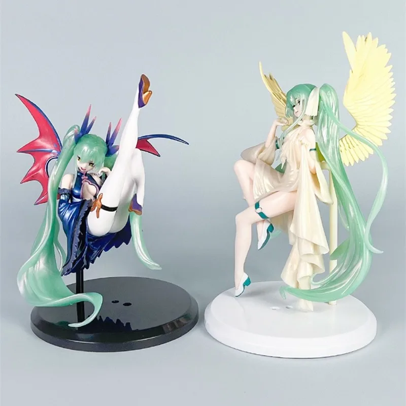 17-19 ซม.Hatsune Miku อะนิเมะ Dark Angel PVC รูปปั้นตุ๊กตา Bright Angel น่ารักบทบาทชุดของขวัญเครื่องประดับ