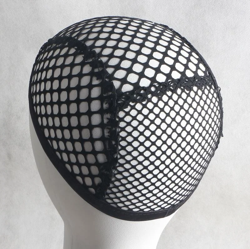 Black Braided Lace Net Wig Making Cap P-1603C Adjustable Elastic Mesh Dome Ventilated Hair Extension Tool 2packs